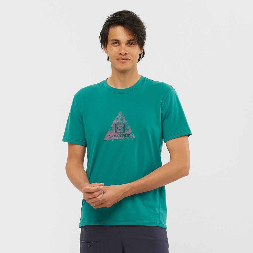 Camisetas Salomon Hombre Verde - Salomon Argentina OUTRACK BLEND,756238-XPD